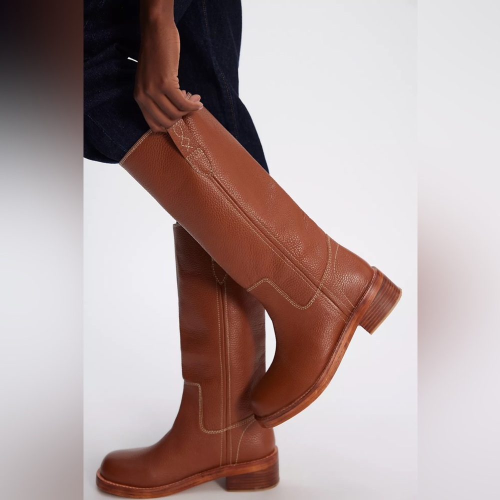 New Free People Blaze Pull On Campus Leather Boots Western Riding - Picture 2 of 11